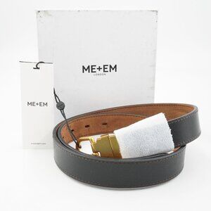 ME+EM Classic Round Reversible Leather/Suede Belt in Tan/Black Size Medium (NWT)